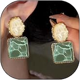 Water Ripple Transparent Resin Dangle Drop Earrings, Sparkling Irregular Oval Square Earrings, Hot Season Cool Ear Accessories for Women Teen Girls