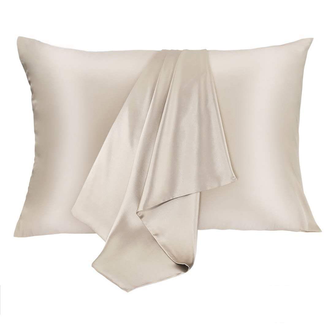 Photo 1 of JOGJUE Silk Pillowcase for Hair and Skin 2 Pack 100% Mulberry Silk Bed Pillowcase Hypoallergenic Soft Breathable Both Sides Silk Pillow Case with Hidden Zipper, King Size Pillow Cases (Buff Beige)