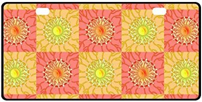 ANMAI Chequered Sunshine License Plate Car Tag