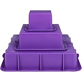 Webake Square Cake Pan Set Silicone Cake Mold Baking Pans for 3 Tier Cake Layer Tin, 9 Inch, 6 Inch, 3 Inch for Birthday Wedding Anniversary
