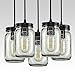 EUL Rustic Mason Jar Semi Flush Mount Ceiling Light 5-Light Pendant Lighting Fixture Oil Rubbed Bronze