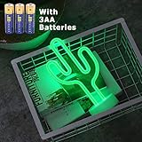 HONGM Cactus Neon Signs LED Neon Light Sign with Holder Base Battery Powered/USB for Party Supplies Girls Room Decoration Accessory for Party Table Decoration Children Kids Gifts