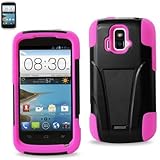 Reiko Silicon Case and Protector Cover for ZTE SONATA 4G Z740G - Retail Packaging - Hot Pink Black
