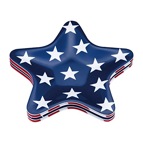 Supreme Housewares Patriotic Star Shaped Plates Set of 4 Melamine Salad