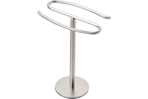 Brushed Nickel Hand Towel Holder Stand,13 Inch Free-Standing Towel Rack, SUS304 Stainless Steel Towel Bar Rack Stand, Tower B