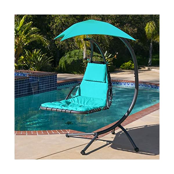 Best Choice Products Outdoor Hanging Curved Steel Chaise Lounge Chair