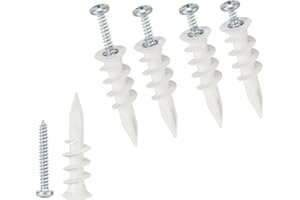 Wennyn Self Drilling Drywall Plastic Anchors with Screws, Expansion Screws 100 Pieces (50 Pairs)