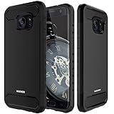 Galaxy S7 Edge Case, Mascheri [Carbon Fiber Design] Shock Absorption Protective Dual Layer Military-Grade Defender Hybrid Case Cover for Samsung Galaxy S7 Edge - Black