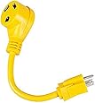 Epicord RV Power Cord Dogbone Adapter,Innovative 180 Degree Curved Design-15 Amp Male to 30 Amp Female,12'' 12AWG/3Cord