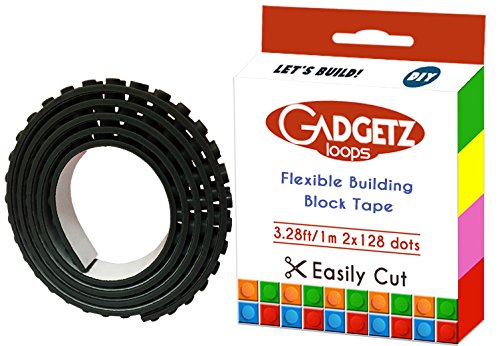 Gadgetz Loops Building Block Tape Roll Self-Adhesive Black 3.26 Feet