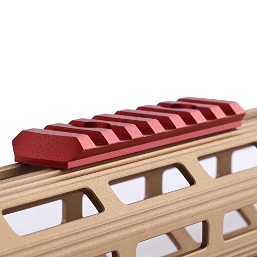 TuFok Low Profile M-Lok Rail Section - Mlok Picatinny Rail Adapter Mount Attachment (7-Slot Aluminum Red)