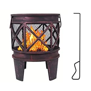 Yonntech Pozo de fuego con cuenco, redondo para hoguera, exteriores
