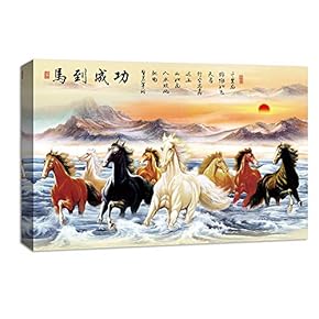 NWT Canvas Wall Art Chinese Eight Horses Painting...