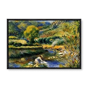 Framed Canvas Wall Art for Living Room, Bedroom La Grenouillere by Pierre-Auguste Renoir Canvas Prints for Modern Home Decoration Ready to Hang - 16"x24" inches