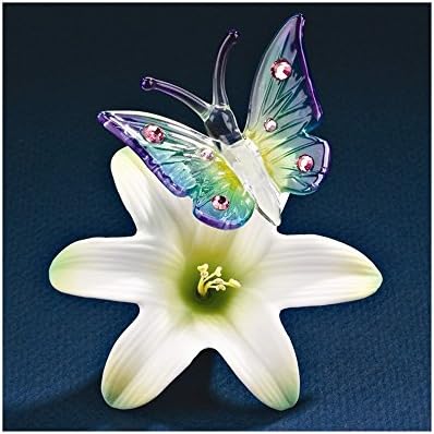 Butterfly on a Lilly Glass Figurine