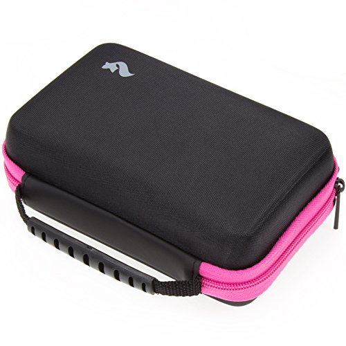 BRENDO-Carrying-Case-for-New-Nintendo-2DS-XL-and-3DS-XL-with-Large-Stylus-Fits-Wall-Charger-24-Game-Cartridge-Case-Holder-PINKBLACK