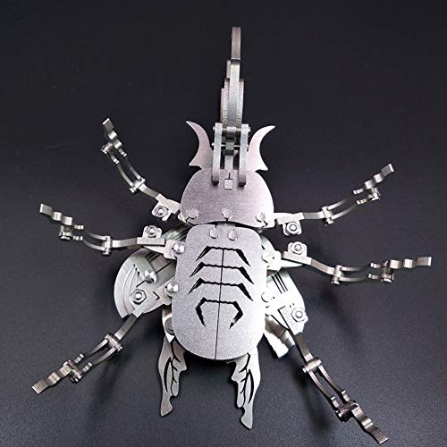 HXZB 3D Metal Stainless Steel Jigsaw Puzzle Kits DIY Assembly Insect Models Disassembly Removable Toys Beetle Model 3D Jigsaw Puzzle Gift - Thumbnail 6