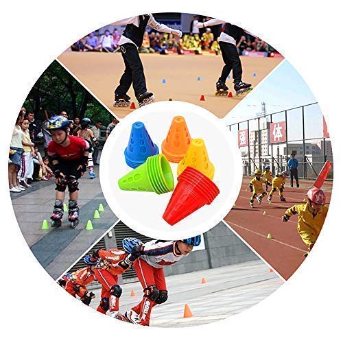 TOCO FREIDO Windproof Training Cones for Ultimate Soccer Football Training and Drills. Football Pylons, End Zone Markers, Soccer Goals and Skating Practice. Collapsible Traffic Safety (30 Pack)