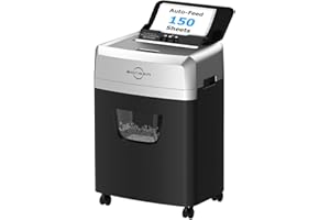 BONSEN 150-Sheet Autofeed Paper Shredder for Office, 60 Mins Heavy Duty Micro-Cut Shredders for Home Office Use, P-4 High Security Commercial Document Shredder with 6 Gal Large Capacity Bin (S3114)