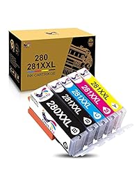 ONLYU 280XXL - Cartuchos de tinta compatibles para Canon PGI-280XXL CLI-281XXL PGI 280 CLI 281 (5 unidades, para Pixma TS6120 TS6220 TS8120 TR7520 TR8520 TS9120 TS8220 TS9520 TS9521C)