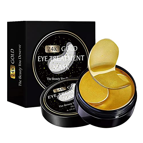 60 Pieces Eye Patches 24K Gold Eye Patches Dark Circles and Gel Bags for Under Eyes, Anti-Wrinkles and Anti-Dark Circles, Remove Bags and Puffiness, Moisturizing and Anti-Aging, Unisex
