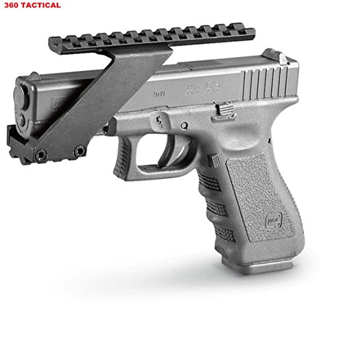 360 Tactical Pistol Rail Front Machined Aluminum No Gunsmithing Weaver Picatinny Top & Bottom Rail Pistol Handgun Scope Mount for Sights, Lasers, Lights & Accessories Pistol Front Rail