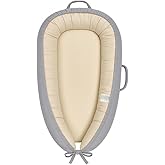 Infant Lounger, Portable Infant Beds, 100% Cotton, Breathable & Reversible, Baby Lounger for Newborn, Adjustable Baby Floor Seat for Tummy Time, Essentials for Newborns