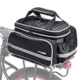 CamGo Bike Rear Seat Bag Waterproof Bicycle Rack Trunk Pannier Portable Frame Bags with Raincoat/Lengthened Shoulder Strap