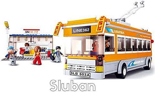 Sluban Trolley Bus - 465 Pieces (Brand New in Original English Box) 100% LEGO Compatible - Educational Toy - Building Bricks (orange colour) Town Series M38-B0332