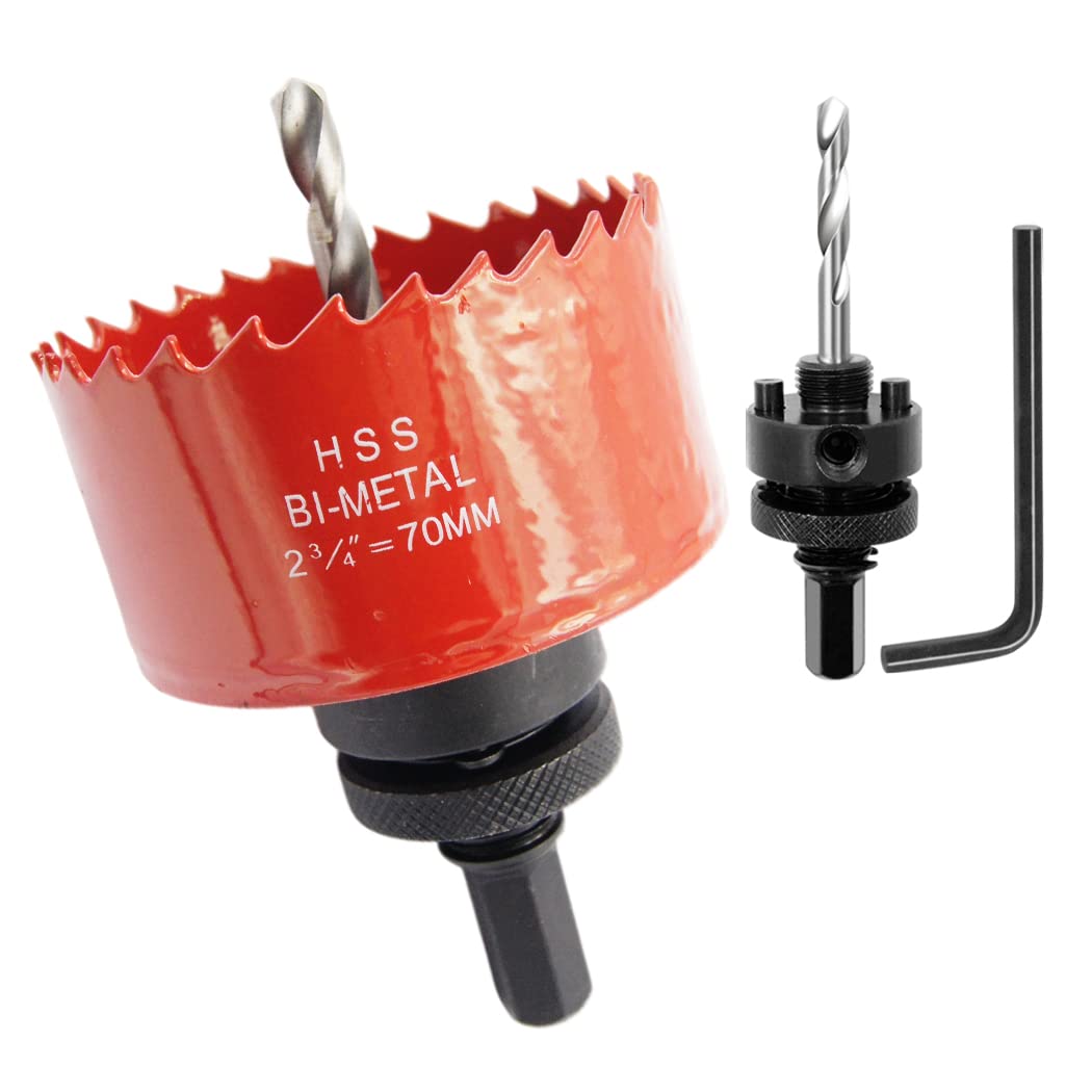 Laiwei 70mm Hole Saw, Drill Bit, A2 Hole Saw Heavy Duty Arbor Hole Cutter for Drilling Wood, Thin Sheet Metal, Aluminum Profile, PVC and Other Materials, Electric Drill Tool