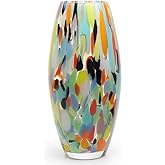 Ca D Oro Colored Glass Vase Confetti Effect Hand Blown Murano-Style Art Glass for Flower, Room Decoration and Centerpiece - Model Oliva G