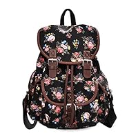 Douguyan Lightweight Backpack for Teen Young Girls Cute Backpack Print Rucksack Black 163