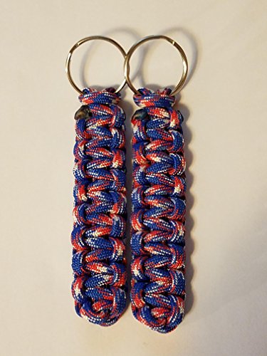 Paracord Keychain Red/White/Blue--2 Pack