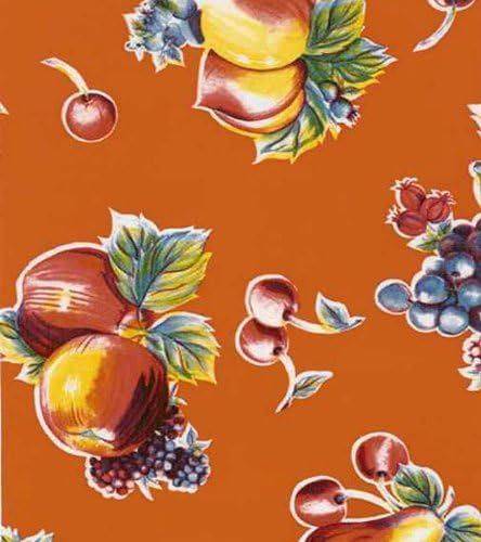 Pears & Apples on Orange Oil Cloth each yard