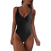 fatty tiger Womens One Piece Swimsuits Tummy Control U Wire Bathing Suit Ruched Push Up Swimwear High Cut Monokini