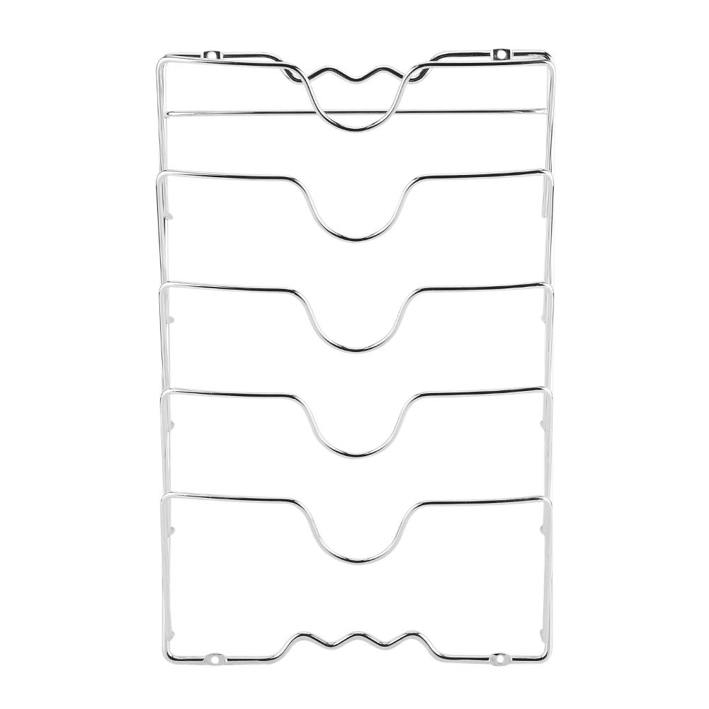 1 Pack Pot Lid Organizer Rack for Cabinet Door Wall, 5 Layer Wall Door Mounted Pot and Pan Lid Holder, Plating Metal, Silver