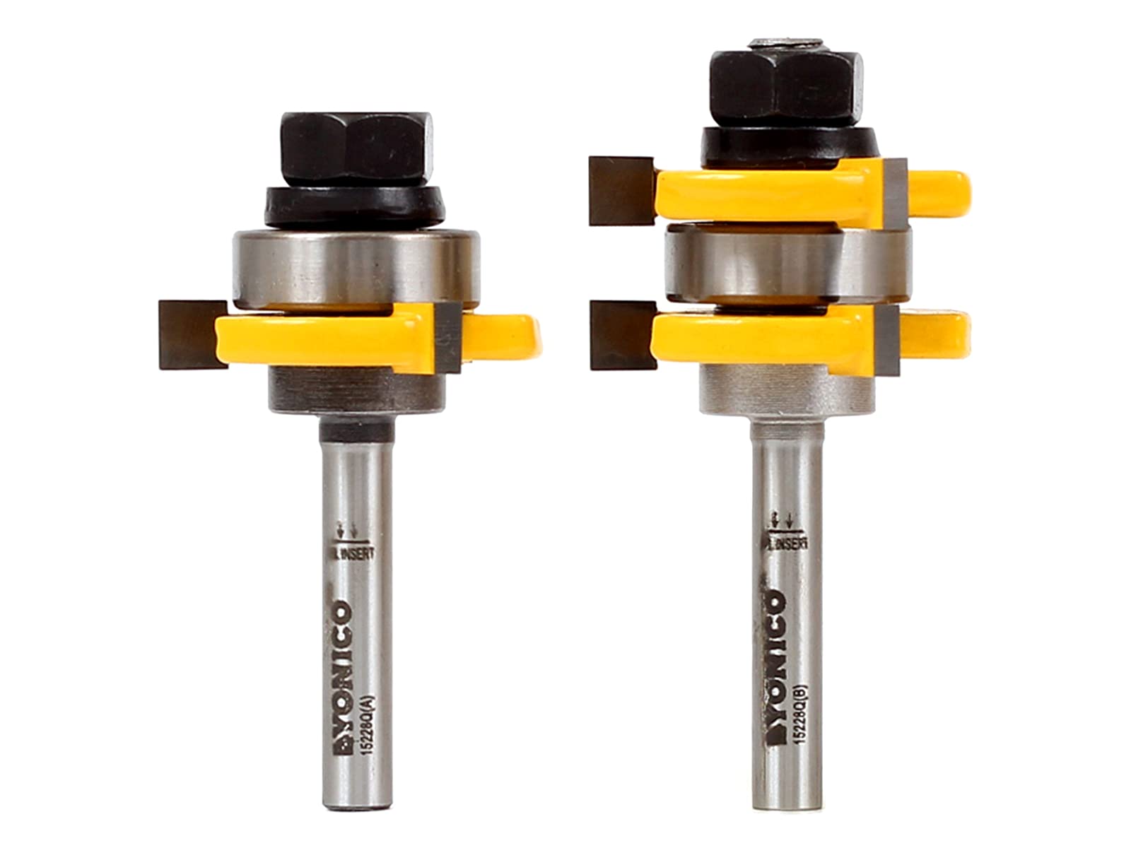 Yonico 15228q - 2 Bit Tongue and Groove Router Bit Set, Cutting Height: 3/4", Cutting Depth: 1/4" - 1/4" Shank