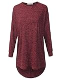 JJ Perfection Women's Marled 3/4 Sleeve High Low Oversized Crewneck Sweater