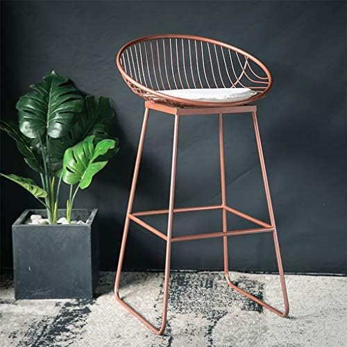 Zhang Nordic bar Stool bar Chair Wrought Iron Stool Modern Minimalist Casual Metal Chair Gold and Rose Gold 42/62/72cm (Color : B: Rose Gold, Size : 72cm)