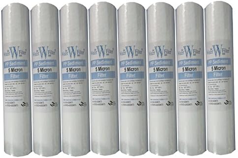 The Water Filter Men Reverse Osmosis Prefilters 20" Pp Sediment 5 Micron Water Filters 8 Pack Fit All 20" Water Filter Housings / Water Fed Pole / Hard Well Water Treatment
