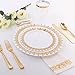 60PCS Heavyweight White with Gold Rim Wedding Party Plastic Plates,Dinnerware Sets.30-10.25inch Dinner Plates and 30-7.5inch Salad Plates -WDF (White/Gold Forest)