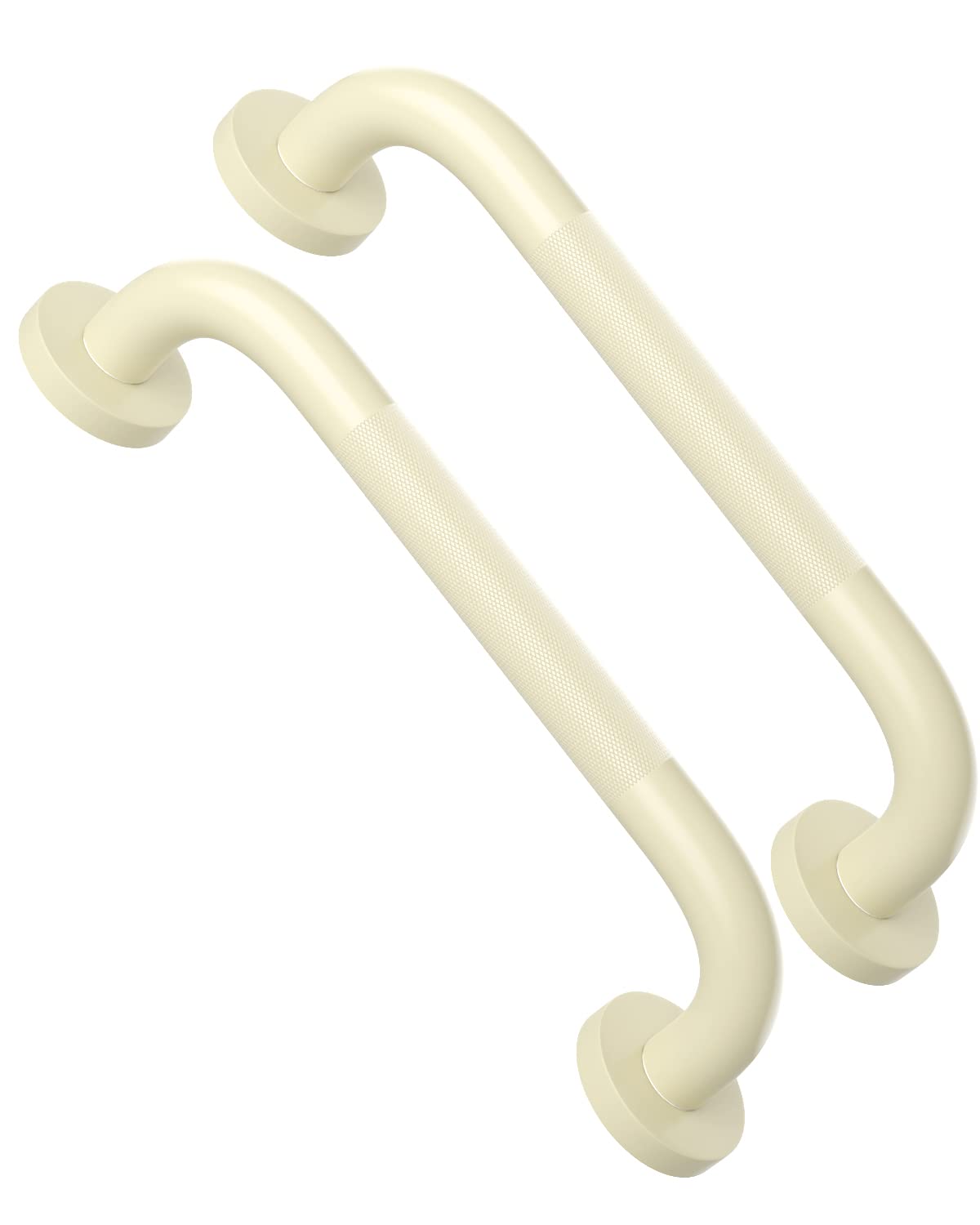 Photo 1 of 12 Inch Anti Slip Shower Grab Bar Handle Beige White, ZUEXT Stainless Steel Bathroom Grab Bar, Knurled Bathroom Balance Bar, Safety Hand Rail Support,Handicap Elderly Injury Senior Assist Bath Handle