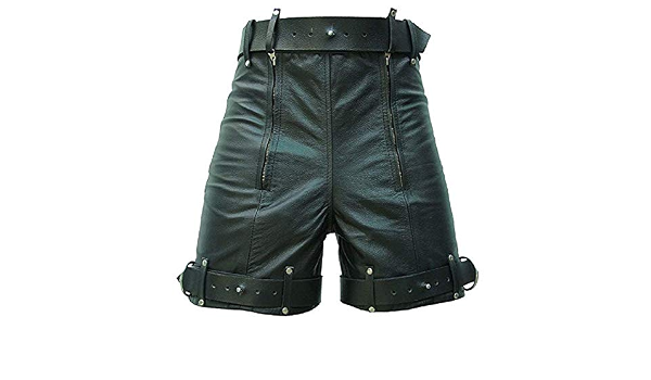 Mens Real Leather Chastity Shorts 