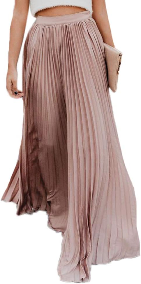 keepmore Flowy Pleated Skirt Women's Fashion Bohemian Skirt Long Skirt Chiffon Skirt