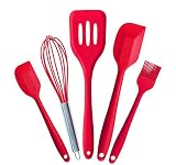 Cooking Utensils - Silicone Kitchen Set In Hygienic Solid Coating - Heat Resistant Baking Tools (5 Piece)
