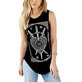 Tulucky Womens Small Arcana sword Tarot Tank Tops Sleeveless Curve Bottom Shirts(black,M)
