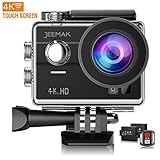 Jeemak 4K Action Camera Touch Screen WiFi Remote Control 98ft Underwater Waterproof Cam Sport Cameras with Mounting Accessories Kits