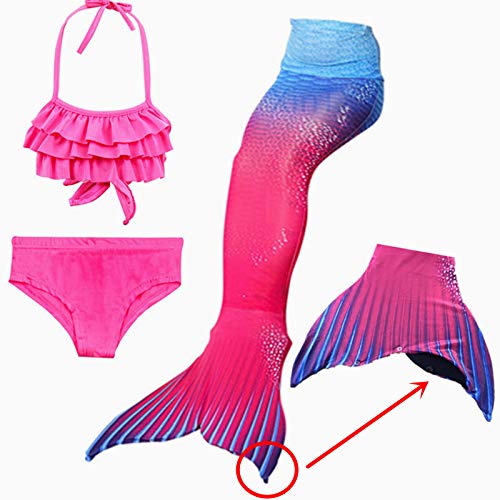 Dunnomart 4PCS/Set Girls Children Swimming Mermaid Tail Monofin Flipper Bikini Bathing Suit Swimmable Mermaid Tail Costume