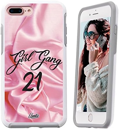 Unnito iPhone 7 PLUS Case / iPhone 8 PLUS Case White [Dual Layered] [Protective] Symmetry Case for iPhone 7 PLUS and iPhone 8 PLUS White Case - Girl Gang