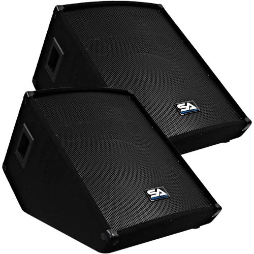 Seismic Audio Pair of 15" Floor Wedge Style Monitors Studio, Stage